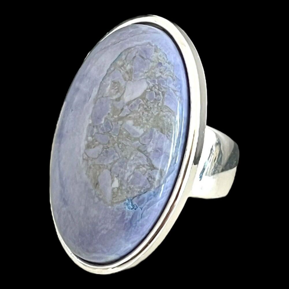 New Boutique Ring Size 8 Semi Precious Stone Silver Tone Cocktail 1N